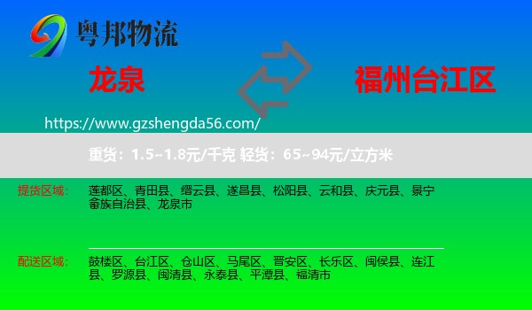 龙泉市到台江区物流专线
