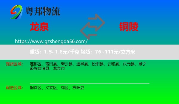 龙泉市到铜陵物流专线