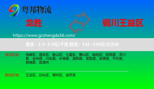 龙胜县到王益区物流专线