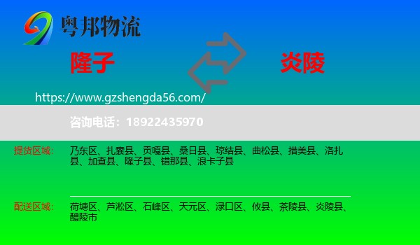 隆子县到炎陵县物流专线