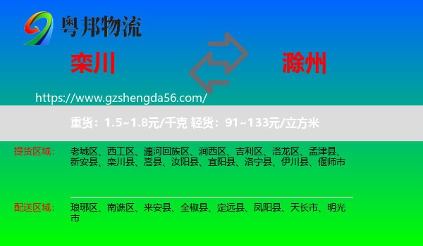 栾川县到滁州物流专线