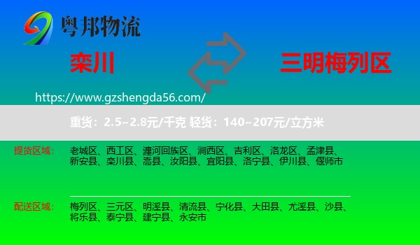 栾川县到梅列区物流专线