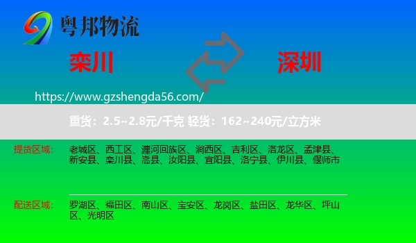 栾川县到深圳物流