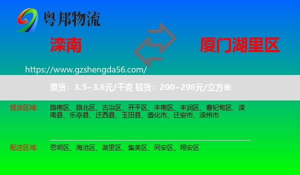 滦南县到湖里区物流专线