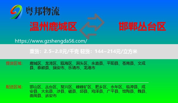 鹿城区到丛台区物流专线