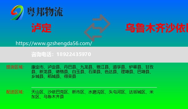 泸定县到沙依巴克区物流专线