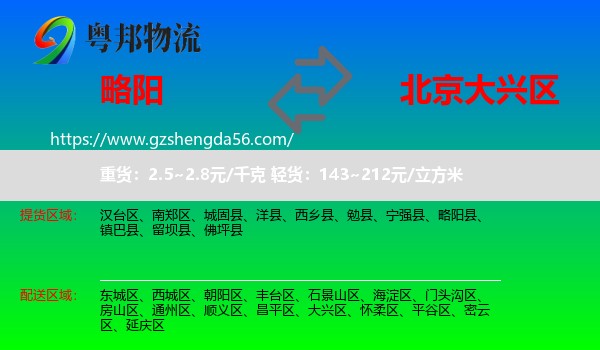 略阳县到大兴区物流专线