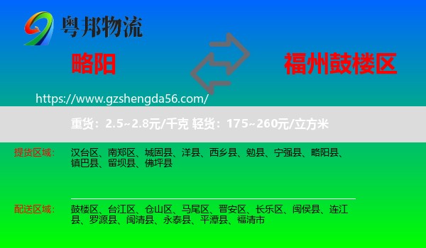 略阳县到鼓楼区物流专线