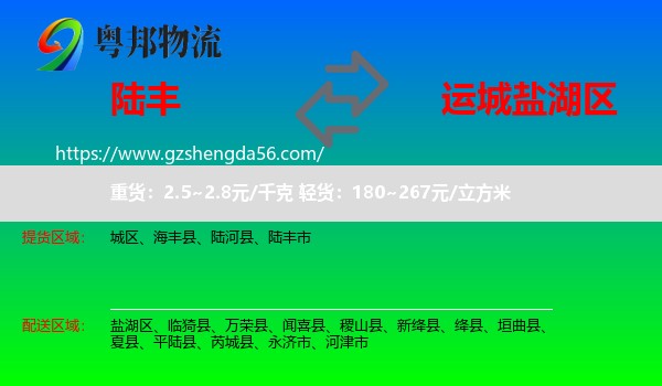 陆丰市到盐湖区物流专线