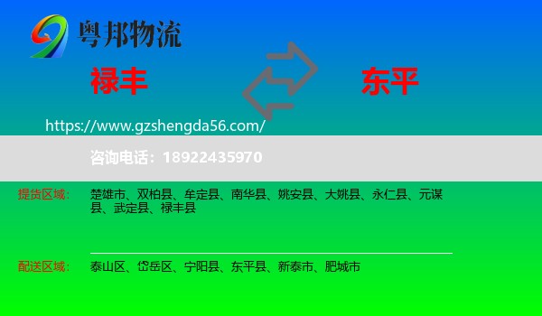 禄丰县到东平县物流专线
