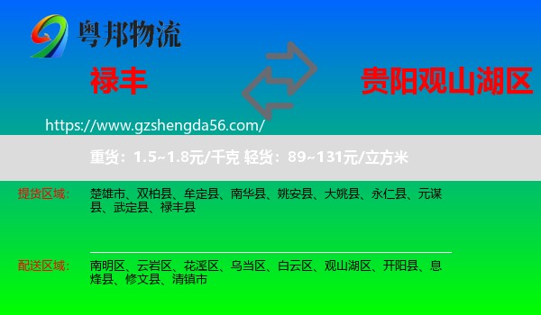 禄丰县到观山湖区物流专线