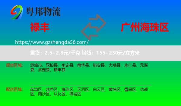 禄丰县到海珠区物流专线