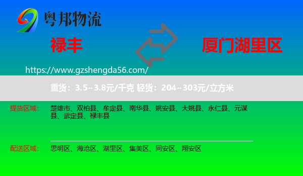 禄丰县到湖里区物流专线