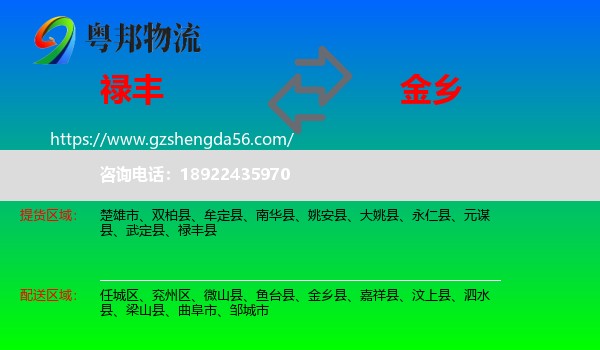 禄丰县到金乡县物流专线