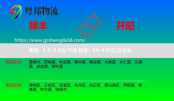 禄丰县到开阳县物流专线