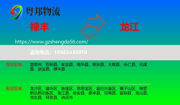 禄丰县到龙江县物流专线