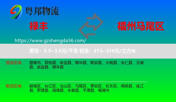 禄丰县到马尾区物流专线