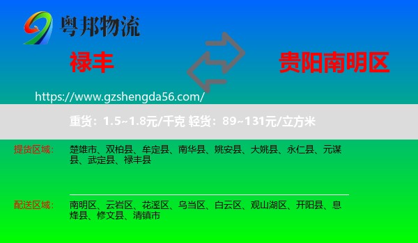 禄丰县到南明区物流专线
