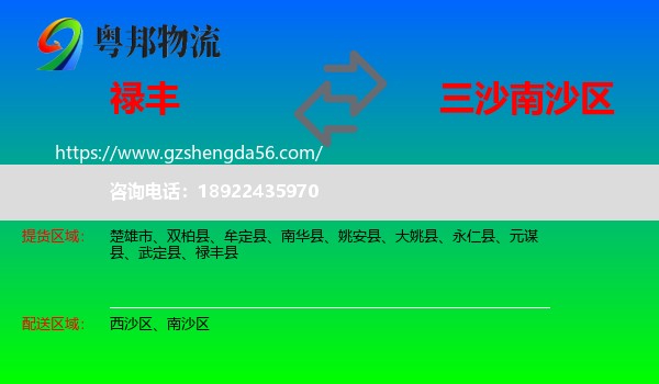 禄丰县到南沙区物流专线