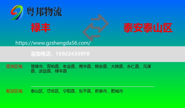 禄丰县到泰山区物流专线