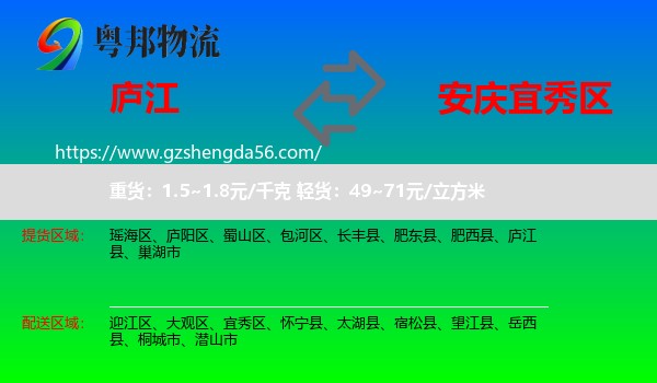庐江县到宜秀区物流专线
