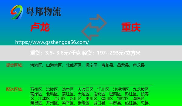 卢龙县到重庆专线