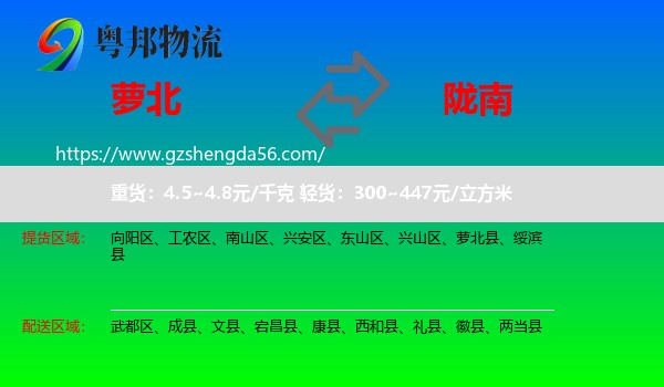 萝北县到陇南物流专线