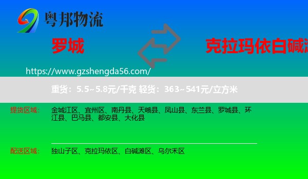 罗城县到白碱滩区物流专线