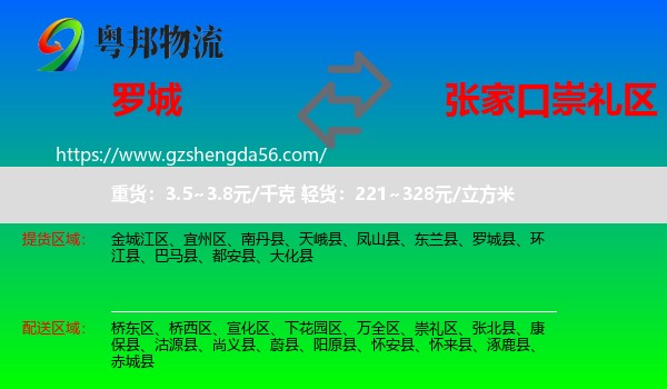 罗城县到崇礼区物流专线
