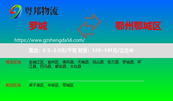 罗城县到鄂城区物流专线