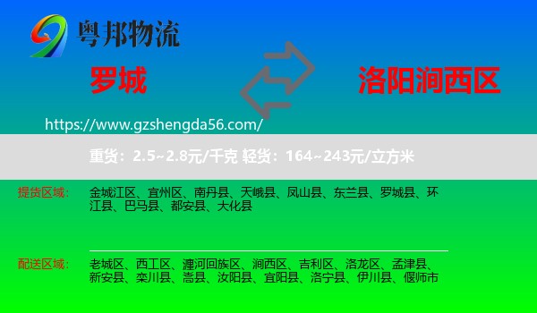 罗城县到涧西区物流专线