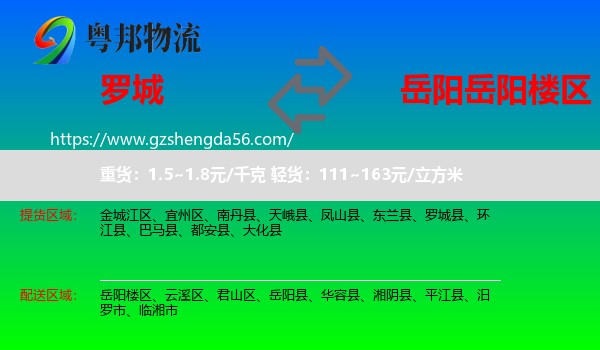 罗城县到岳阳楼区物流专线