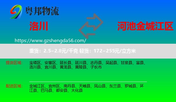 洛川县到金城江区物流专线