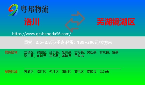 洛川县到镜湖区物流专线
