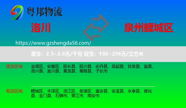 洛川县到鲤城区物流专线