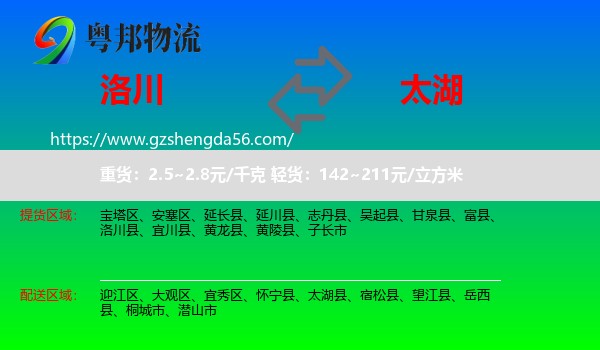 洛川县到太湖县物流专线