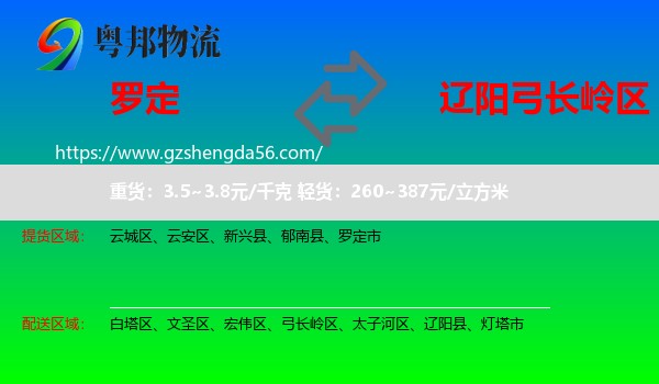 罗定市到弓长岭区物流专线
