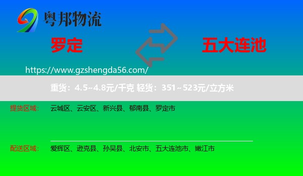 罗定市到五大连池市物流专线