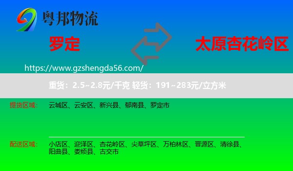 罗定市到杏花岭区物流专线