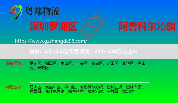 罗湖区到阿鲁科尔沁旗物流专线