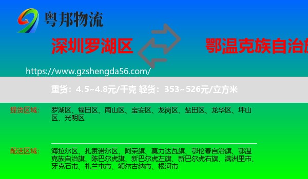 罗湖区到鄂温克族自治旗物流专线