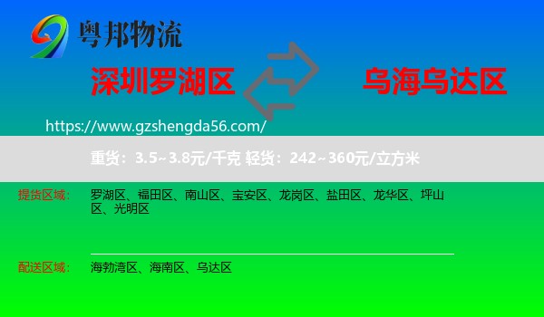 罗湖区到乌达区物流专线