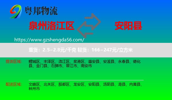 洛江区到安阳县物流专线