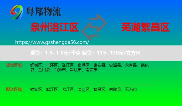 洛江区到繁昌区物流专线