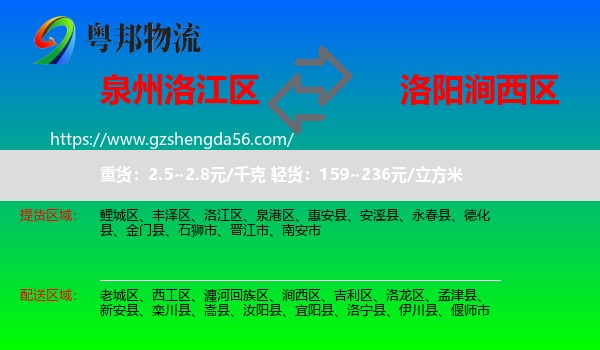 洛江区到涧西区物流专线