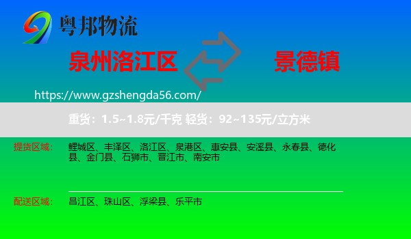 洛江区到景德镇物流专线