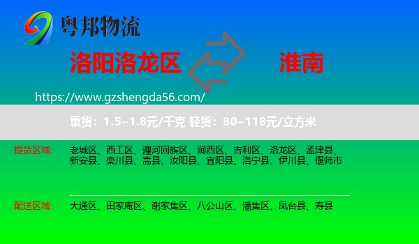 洛龙区到淮南物流
