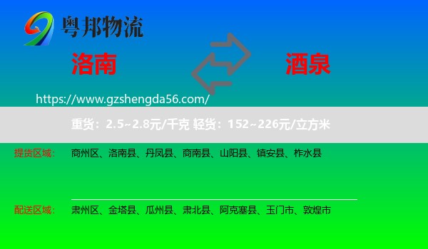 洛南县到酒泉物流