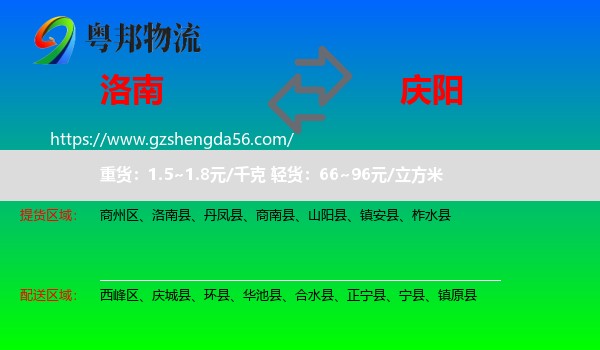 洛南县到庆阳物流