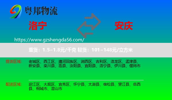 洛宁县到安庆物流